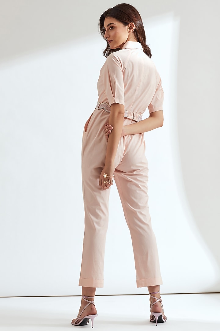 Frosty Pink Embroidered Jumpsuit by Our Love at Pernia's Pop Up Shop