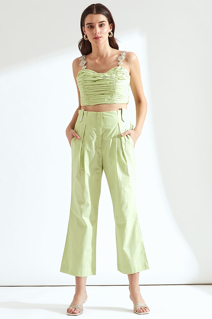 Tea-Green Ruched Crop Top by Our Love at Pernia's Pop Up Shop