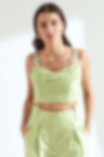 Tea-Green Ruched Crop Top by Our Love