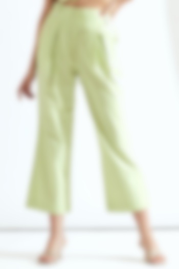 Tea-Green Cotton Poplin Trousers by Our Love