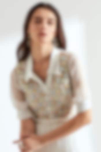 White Embroidered Waist Jacket by Our Love at Pernia's Pop Up Shop