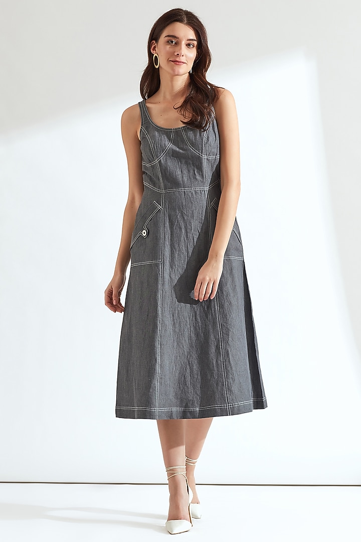 Grey Denim Midi Summer Dress by Our Love at Pernia's Pop Up Shop
