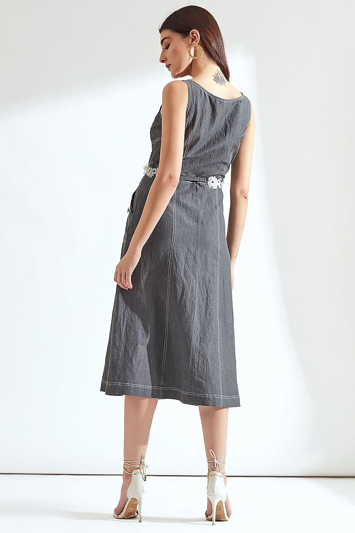 Grey 3D Hand Embroidered Belt by Our Love at Pernia's Pop Up Shop