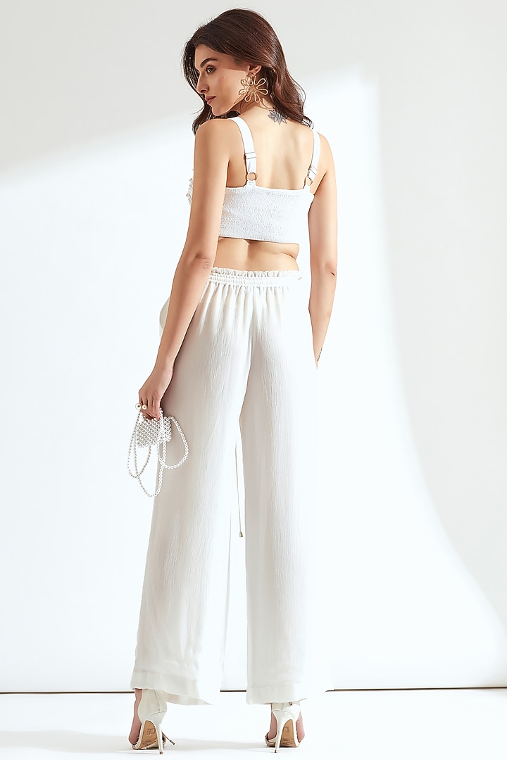 White Ruffled Elasticated Pants by Our Love at Pernia's Pop Up Shop