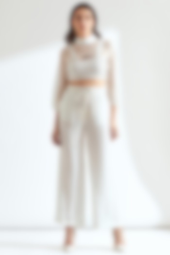 White Crinkled Chiffon Half Cape by Our Love