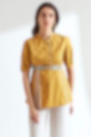 Ochre Cotton Poplin Top With Embroidered Belt by Our Love at Pernia's Pop Up Shop
