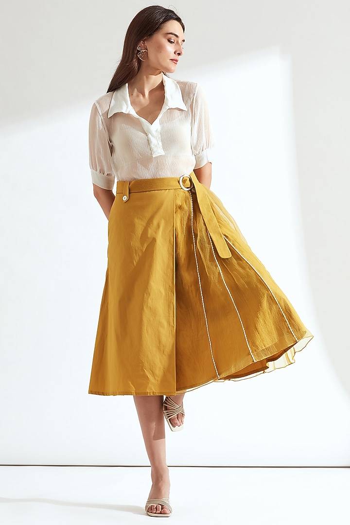 Ochre Skirt Set With Lace Work by Our Love at Pernia's Pop Up Shop