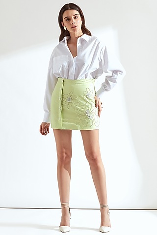 Tea Green Hand Embroidered Skirt Set by Our Love