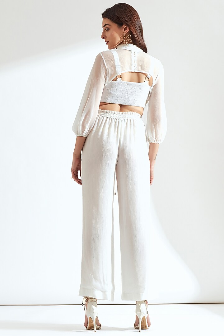 White Crepe Pant Set With Half Cape by Our Love at Pernia's Pop Up Shop