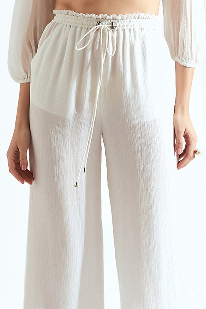 White Crepe Pant Set With Half Cape by Our Love at Pernia's Pop Up Shop