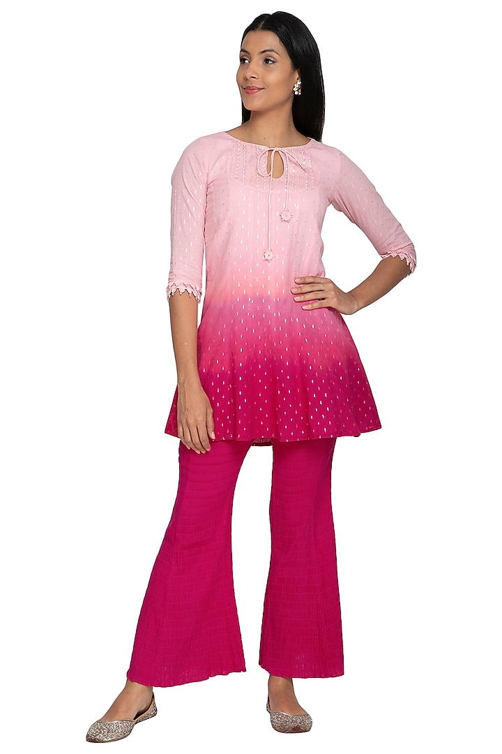 Pink Ombre Tunic With Flared Pants by Our Love