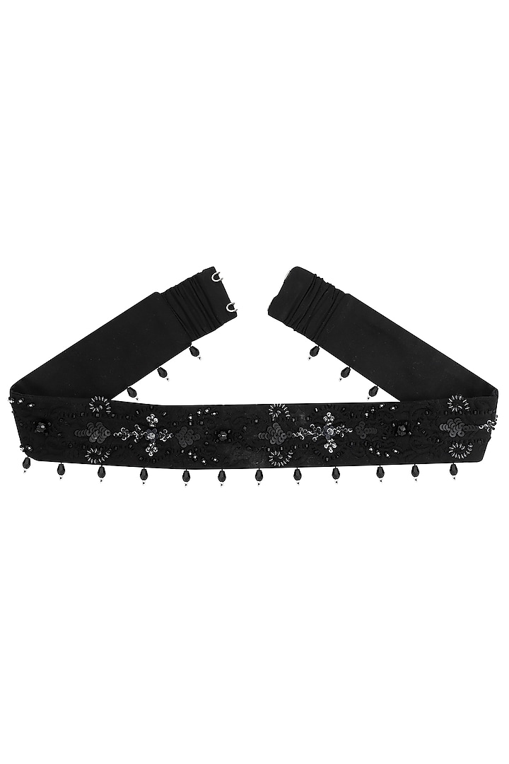 Black 3D Embroidered Belt by Our Love at Pernia's Pop Up Shop