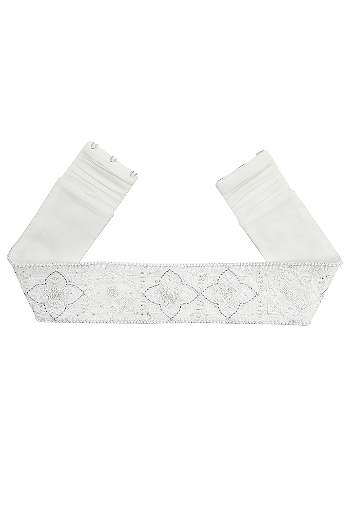 White 3D Embroidered Belt by Our Love
