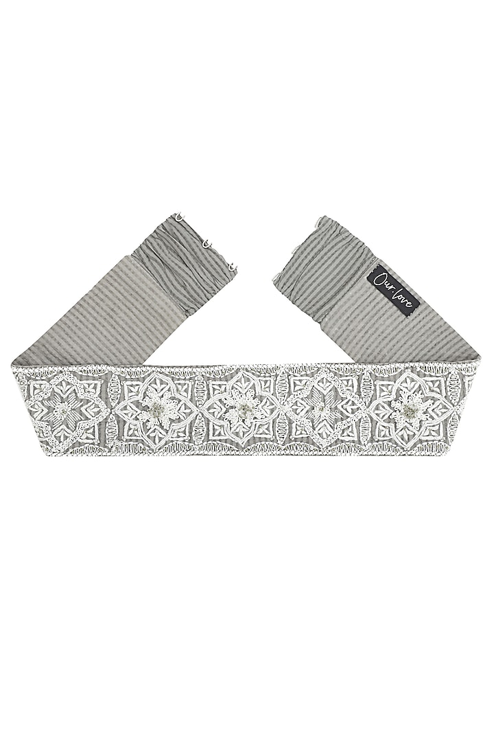 White Floral Embroidered Belt by Our Love