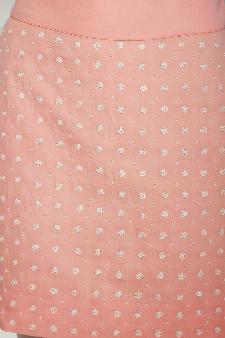 Salmon Pink Embroidered Mini Skirt by Our Love at Pernia's Pop Up Shop