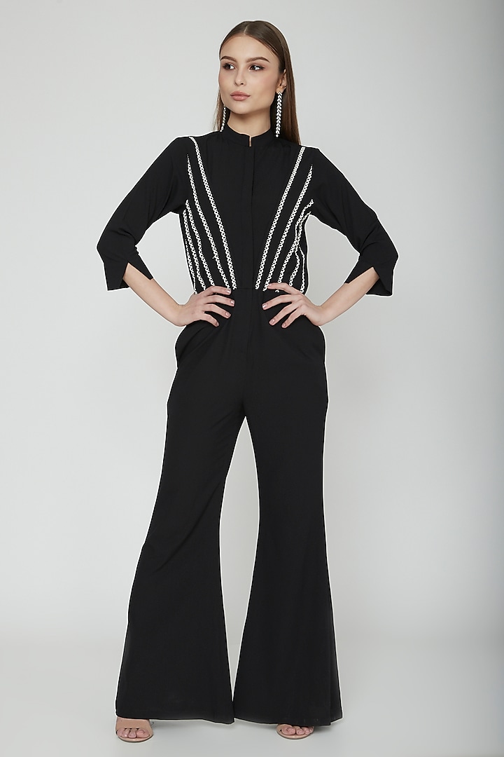 Black Jumpsuit With Lace Detailing by Our Love