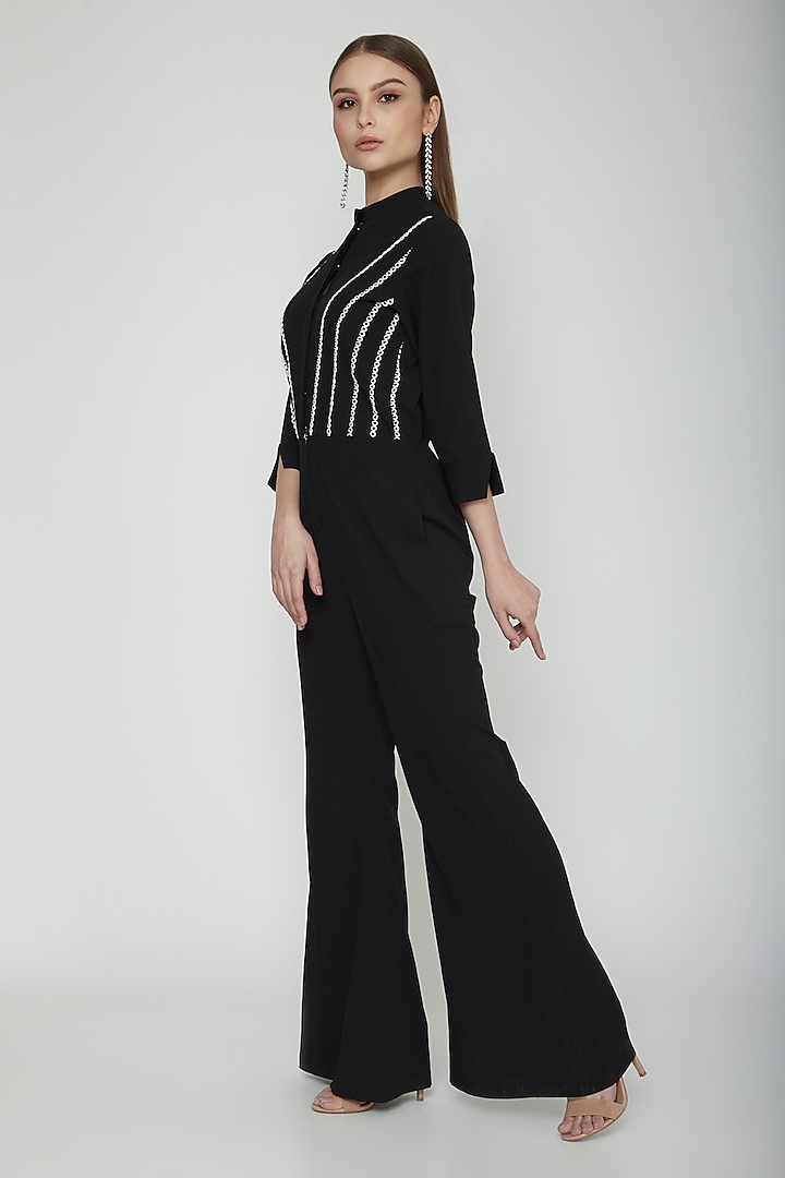 Black Jumpsuit With Lace Detailing by Our Love at Pernia's Pop Up Shop