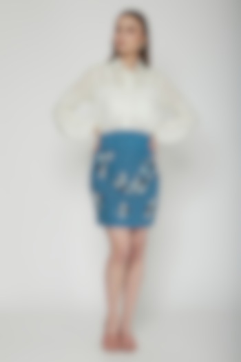 True Blue Embellished Mini Skirt by Our Love