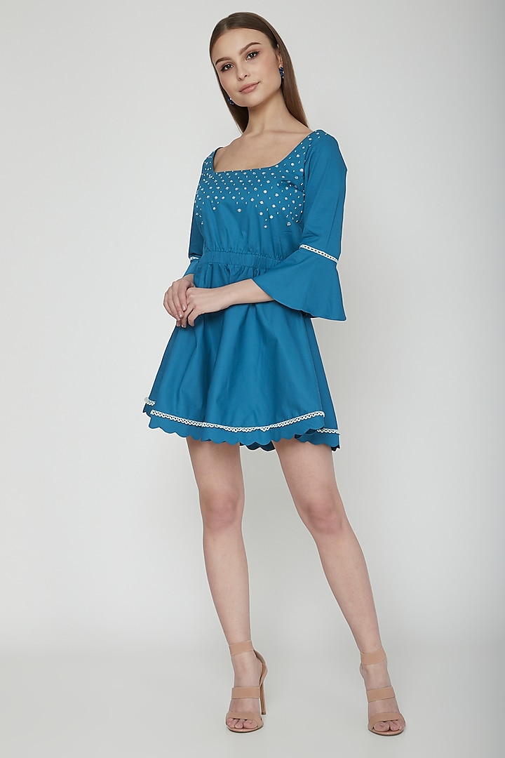 True Blue Embroidered Mini Dress by Our Love