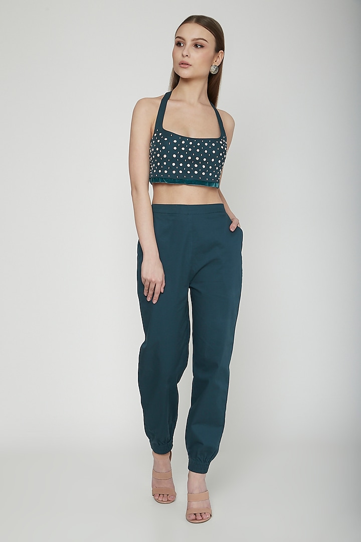 Teal Green Jogger Pants Design by Our.Love at Pernia's Pop Up Shop 2022