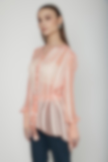 Salmon Pink Striped Top by Our Love