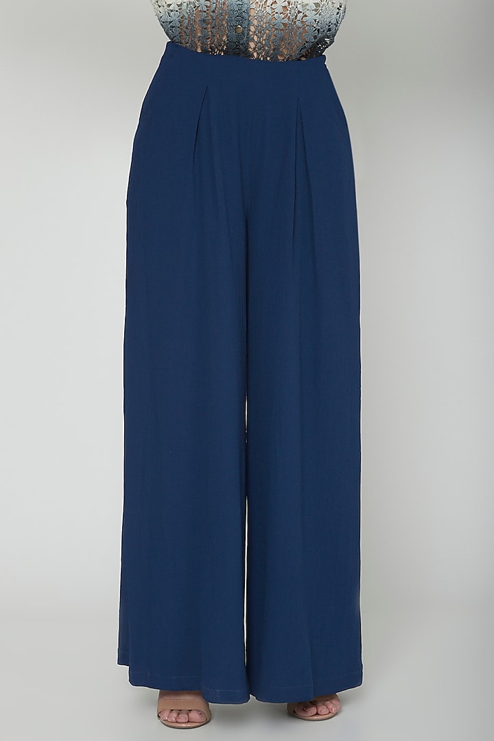 Midnight Blue Flared Trouser Pants by Our Love