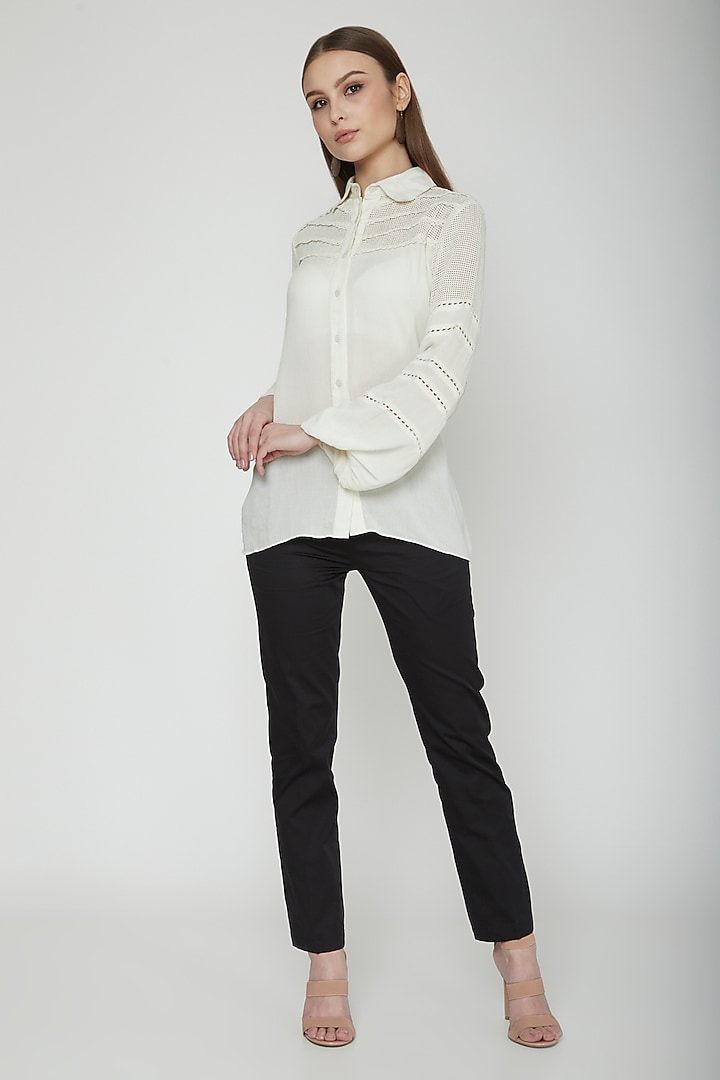 Frost White Rayon Crepe Shirt by Our Love at Pernia's Pop Up Shop