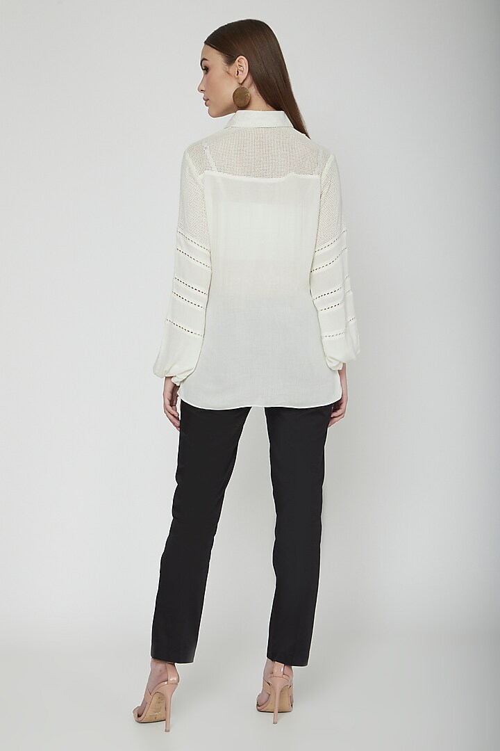 Frost White Rayon Crepe Shirt by Our Love at Pernia's Pop Up Shop