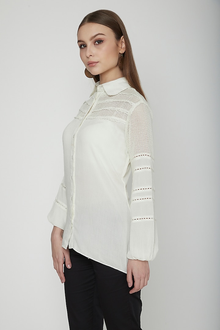 Frost White Rayon Crepe Shirt by Our Love at Pernia's Pop Up Shop