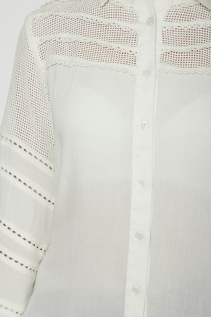 Frost White Rayon Crepe Shirt by Our Love at Pernia's Pop Up Shop