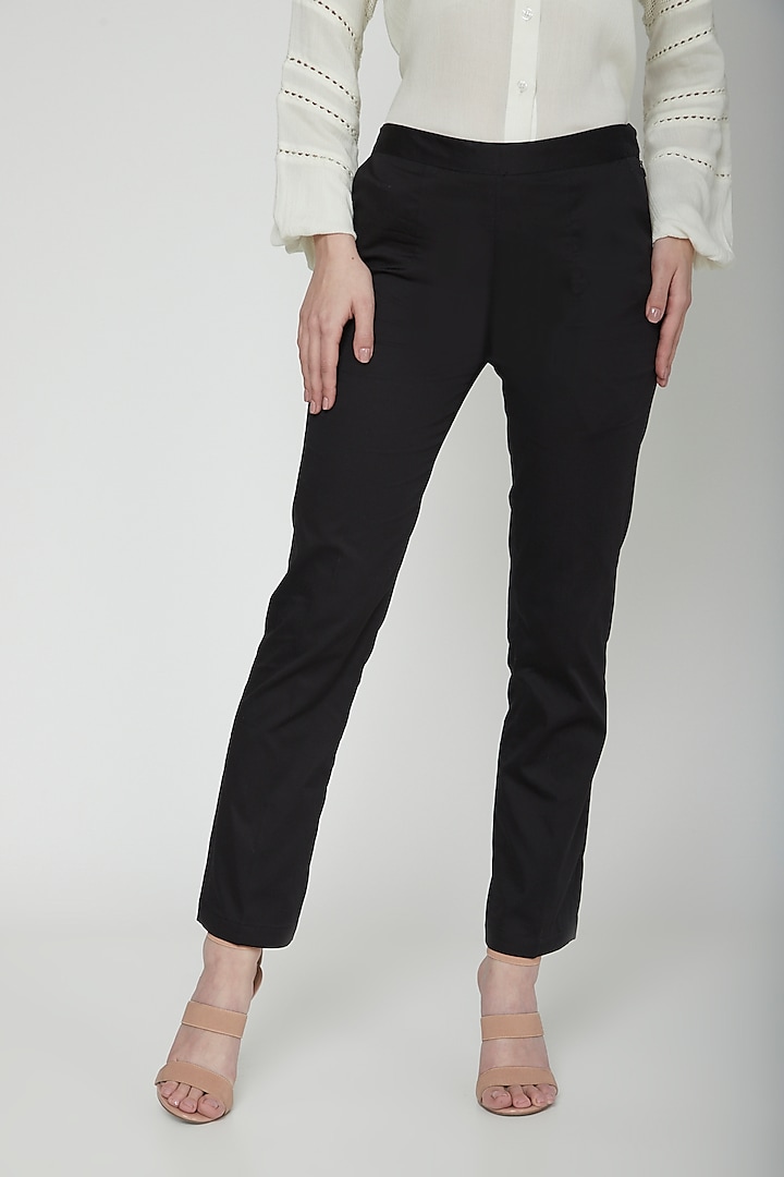Black Trouser Pants With Pockets by Our Love
