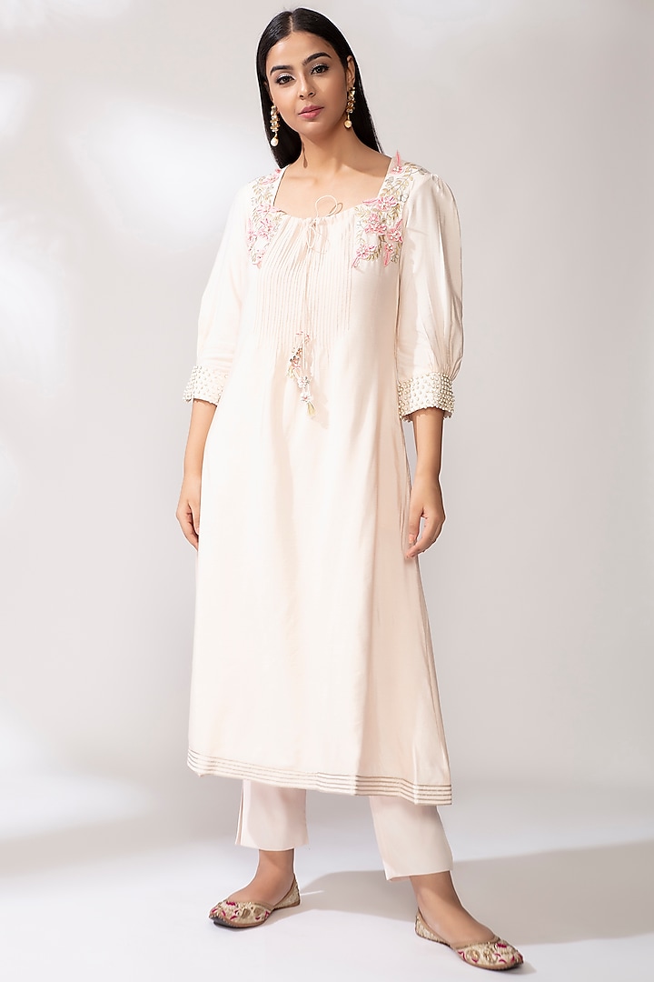 Blush Pink Embroidered Kurta Set by Our Love