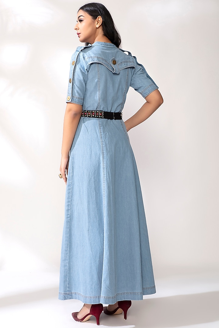 Sky Blue Denim Dress With Belt by Our Love at Pernia's Pop Up Shop