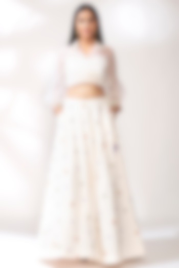 White Crystal Lehenga Set by Our Love