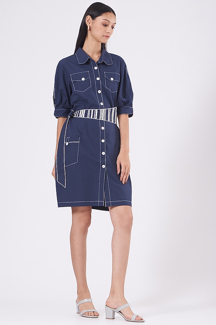 Navy Blue Cotton Summer Dress by Our Love at Pernia's Pop Up Shop
