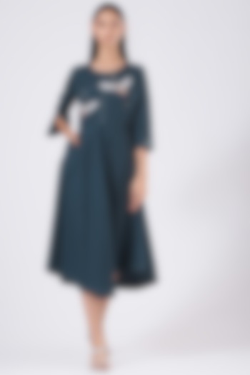 Opal Blue Embroidered A-Line Summer Dress by Our Love at Pernia's Pop Up Shop