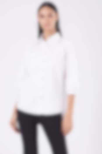 White Cotton Satin Shirt by Our Love at Pernia's Pop Up Shop