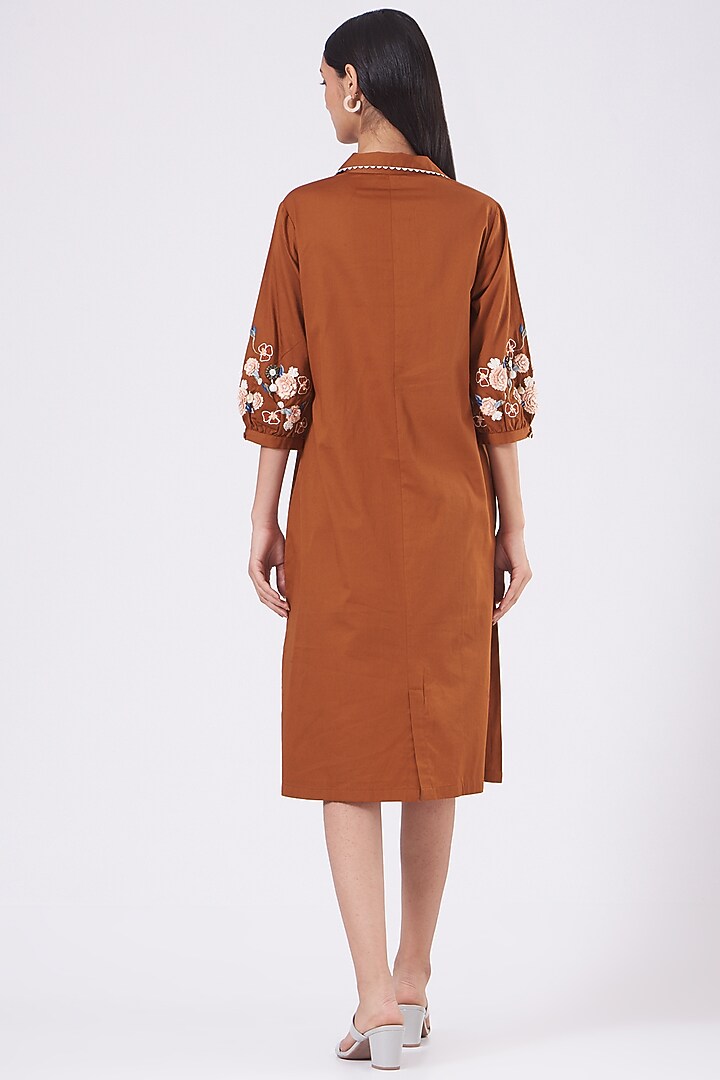 Copper Embroidered Midi Summer Dress by Our Love at Pernia's Pop Up Shop