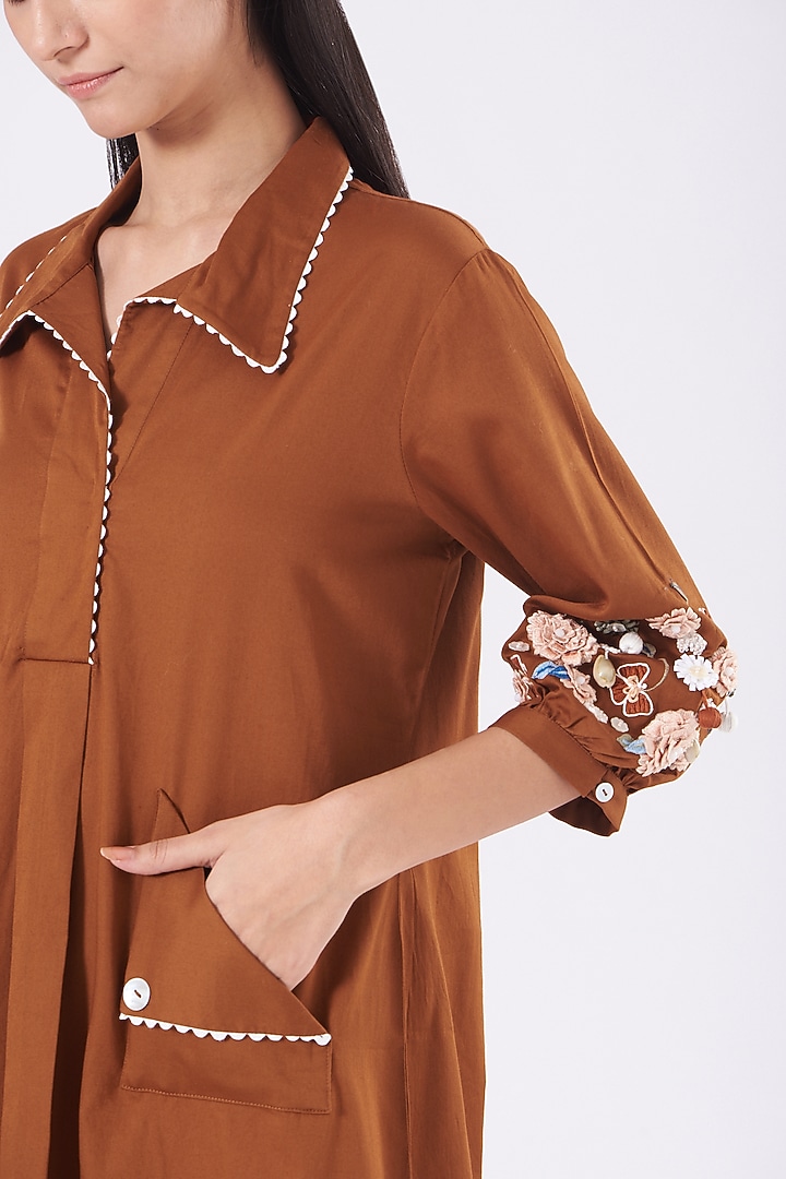 Copper Embroidered Midi Summer Dress by Our Love at Pernia's Pop Up Shop