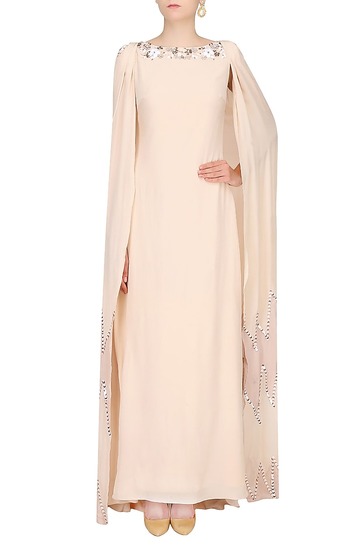 Blush 3D floral cutout petal work sharara gown available only at Pernia's Pop Up Shop.