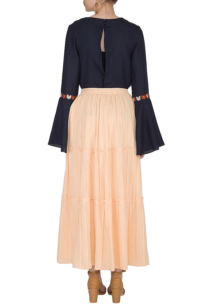 Blush Yellow Tiered Maxi Skirt by Ollari at Pernia's Pop Up Shop