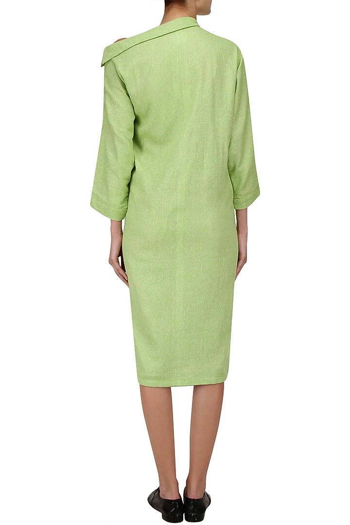 Green one shoulder midi dress available only at Pernia's Pop Up Shop.