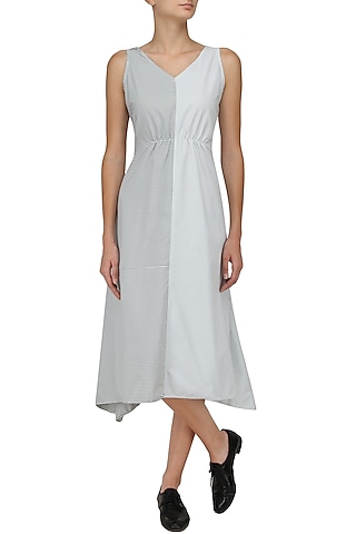Grey Half and Half Sleeveless Maxi Dress by Olio