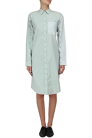 Mint Button Down Shirt Dress by Olio