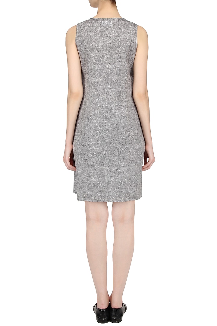 Grey applique wotk shift dress available only at Pernia's Pop Up Shop.