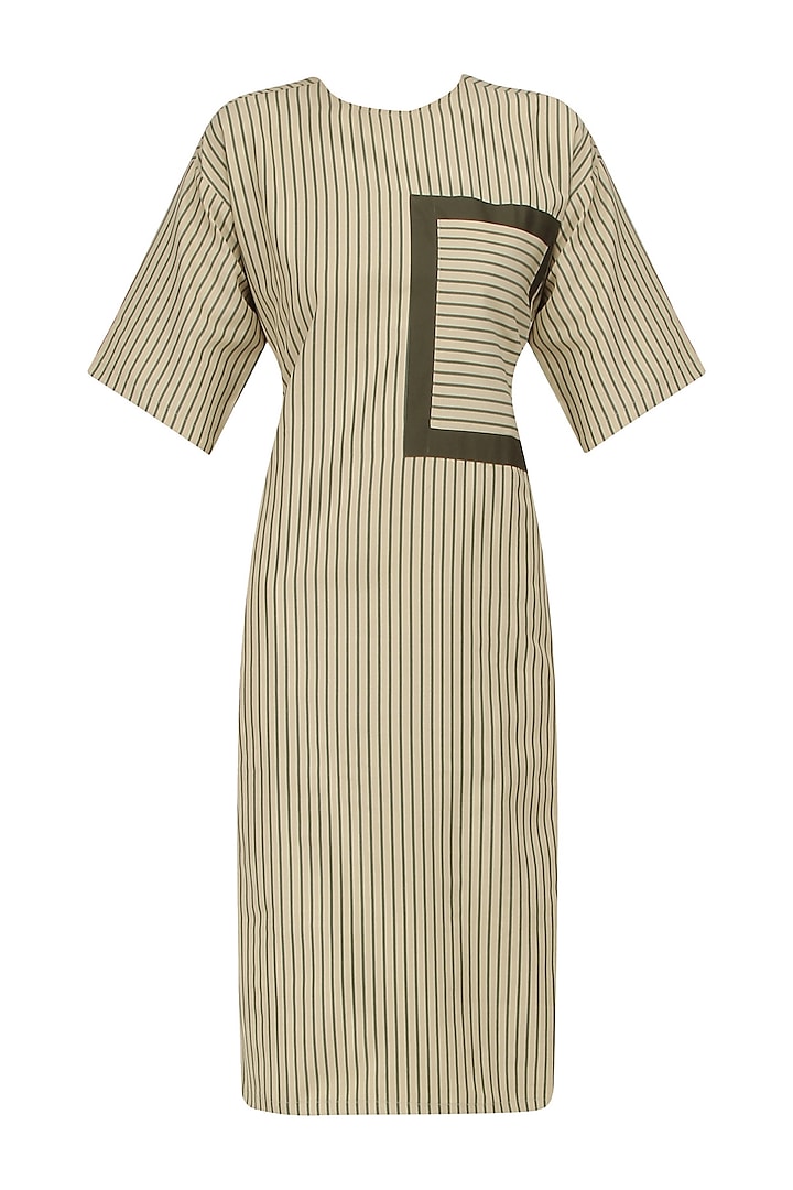 Khaki Green Knotted Tie Up Shift Dress by Olio