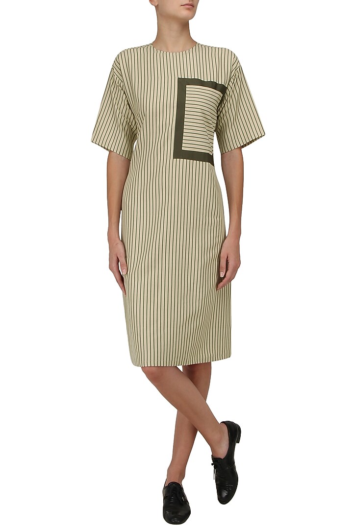 Khaki green knotted tie up shift dress available only at Pernia's Pop Up Shop.