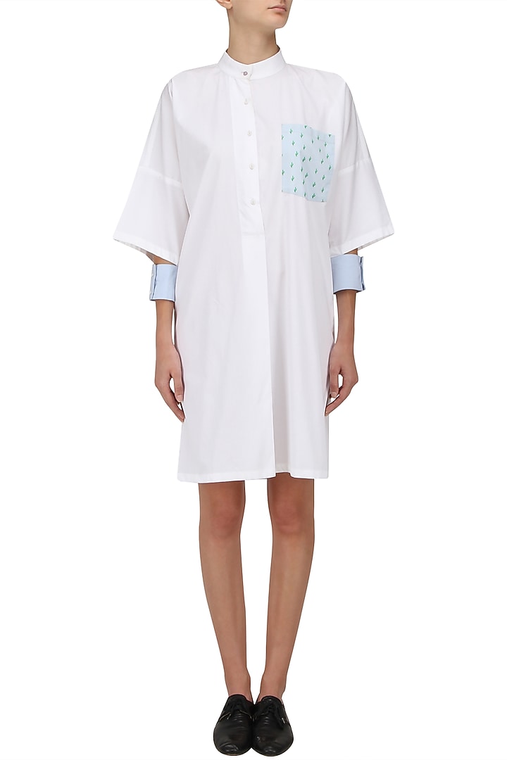 White cactus print shirt dress available only at Pernia's Pop Up Shop.