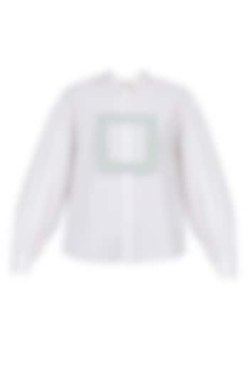 White Ruffle Detail Boxy Shirt by Olio