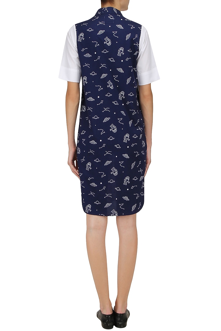 White and black button down shirt dress available only at Pernia's Pop Up Shop.